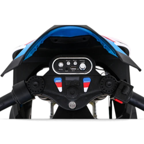 Moto Elétrica para Criança BMW HP4 12v Azul c/ Rodas de Borracha & Assento em Pele