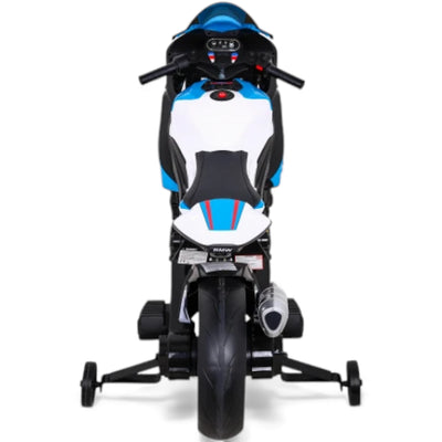 Moto Elétrica para Criança BMW HP4 12v Azul c/ RODAS DE BORRACHA & ASSENTO EM PELE