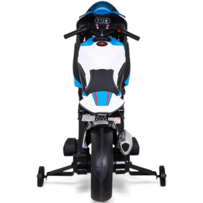 Moto Elétrica para Criança BMW HP4 12v Azul c/ Rodas de Borracha & Assento em Pele