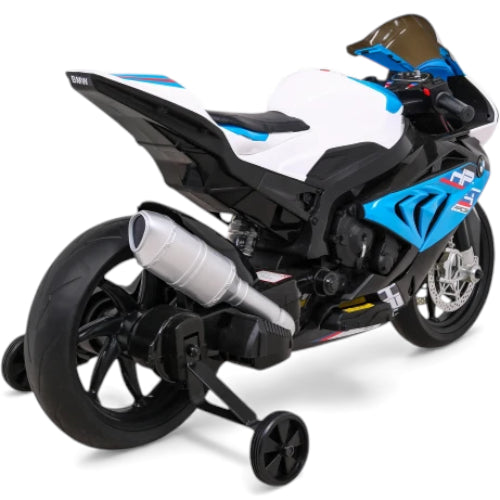 Moto Elétrica para Criança BMW HP4 12v Azul c/ Rodas de Borracha & Assento em Pele