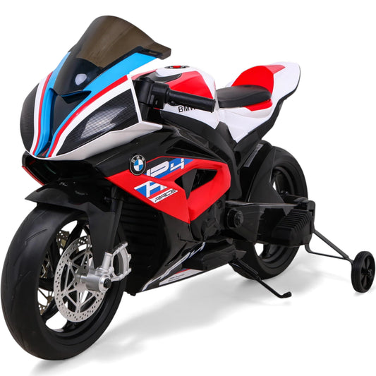 Moto Elétrica para Criança BMW HP4 12v Vermelha c/ Rodas de Borracha & Assento em Pele