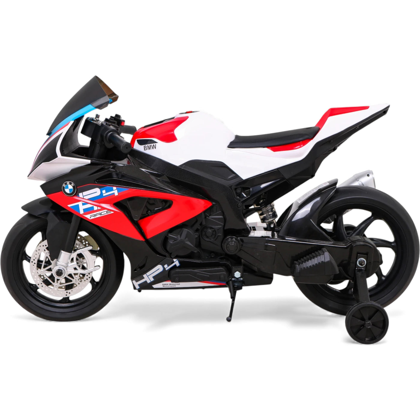 Moto Elétrica para Criança BMW HP4 12v Vermelha c/ Rodas de Borracha & Assento em Pele