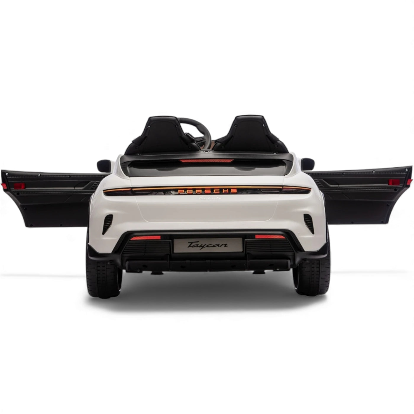 Carro Elétrico para Criança Porsche Taycan Turbo S Branco c/ Rodas de Borracha e Assento em Pele E Veludo