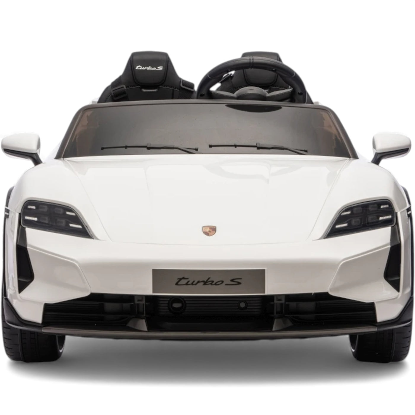 Carro Elétrico para Criança Porsche Taycan Turbo S Branco c/ Rodas de Borracha e Assento em Pele E Veludo