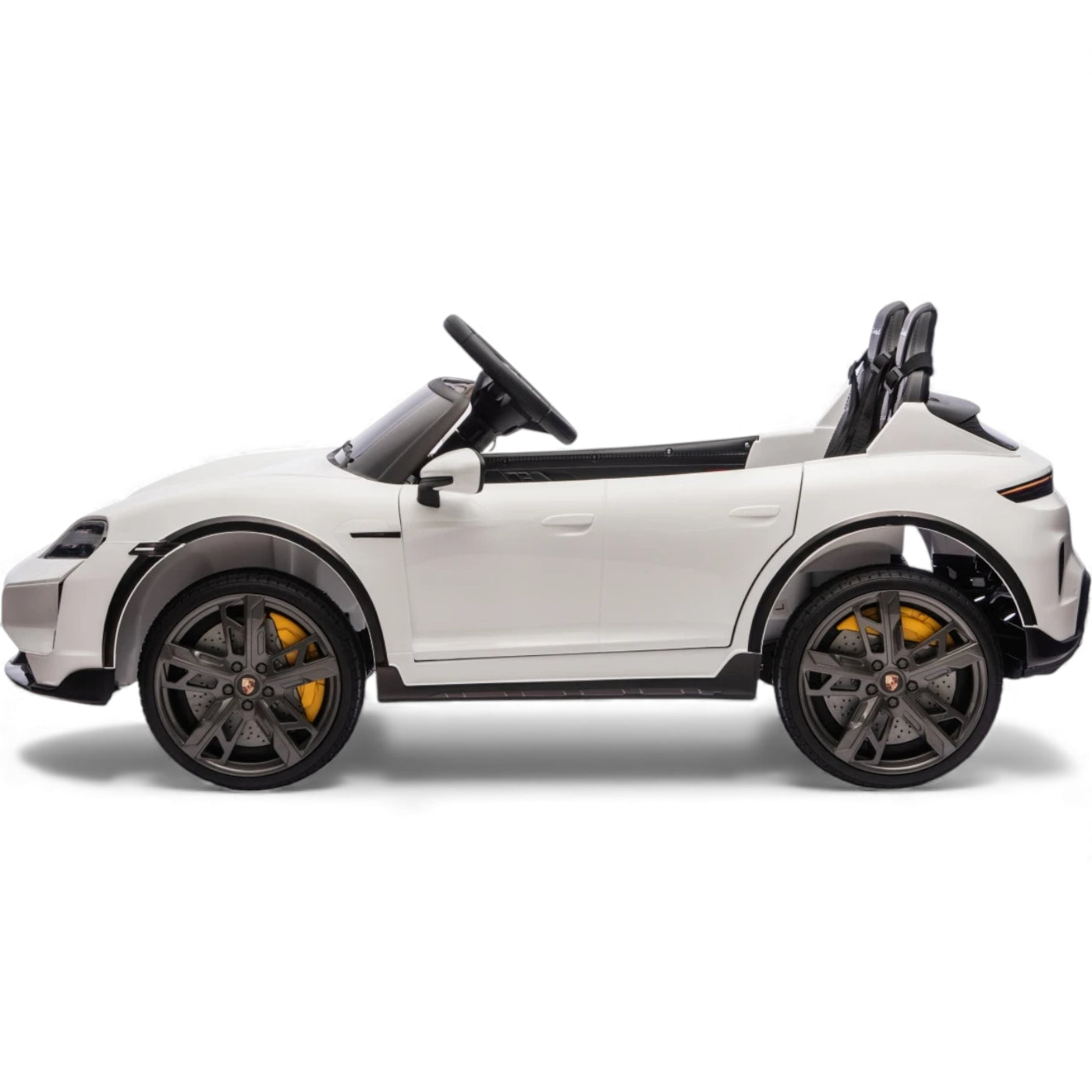 Carro Elétrico para Criança Porsche Taycan Turbo S Branco c/ Rodas de Borracha e Assento em Pele E Veludo