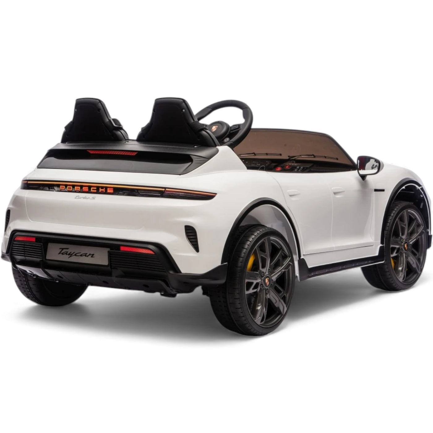Carro Elétrico para Criança Porsche Taycan Turbo S Branco c/ Rodas de Borracha e Assento em Pele E Veludo