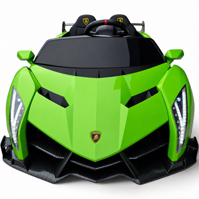 Carro Elétrico para Criança LAMBORGHINI VENENO 4x4 12v Verde 2 LUGARES c/ RODAS DE BORRACHA & ASSENTO EM PELE
