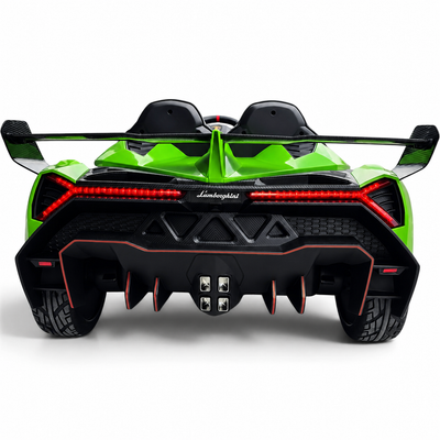 Carro Elétrico para Criança LAMBORGHINI VENENO 4x4 12v Verde 2 LUGARES c/ RODAS DE BORRACHA & ASSENTO EM PELE