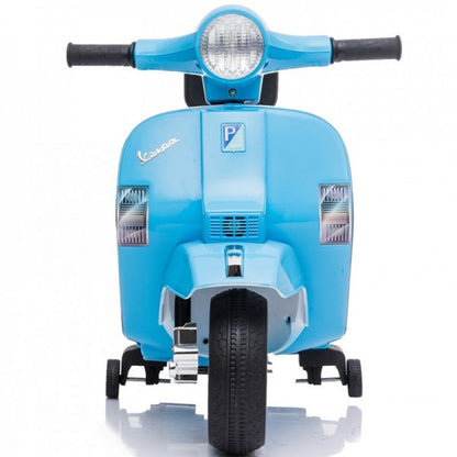 Mini Vespa PX150 Elétrica para Crianças 6v Azul c/ rodas de plástico