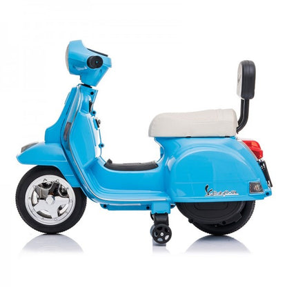 Mini Vespa PX150 Elétrica para Crianças 6v Azul c/ rodas de plástico