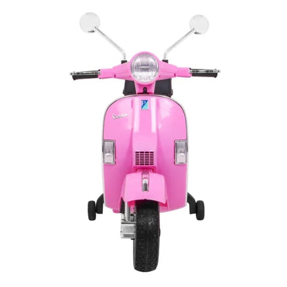 Mota Elétrica para Criança VESPA PIAGGIO 12v Rosa c/ RODAS DE BORRACHA & ASSENTO EM PELE