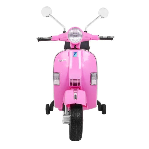 Mota Elétrica para Criança VESPA PIAGGIO 12v Rosa c/ RODAS DE BORRACHA & ASSENTO EM PELE