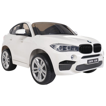 Carro elétrico para criança BMW X6M 12v Branco 2 Lugares c/ RODAS DE BORRACHA & ASSENTO EM PELE