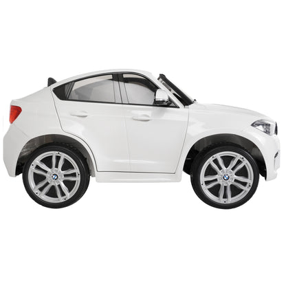 Carro elétrico para criança BMW X6M 12v Branco 2 Lugares c/ RODAS DE BORRACHA & ASSENTO EM PELE