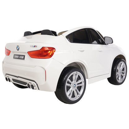 Carro elétrico para criança BMW X6M 12v Branco 2 Lugares c/ RODAS DE BORRACHA & ASSENTO EM PELE