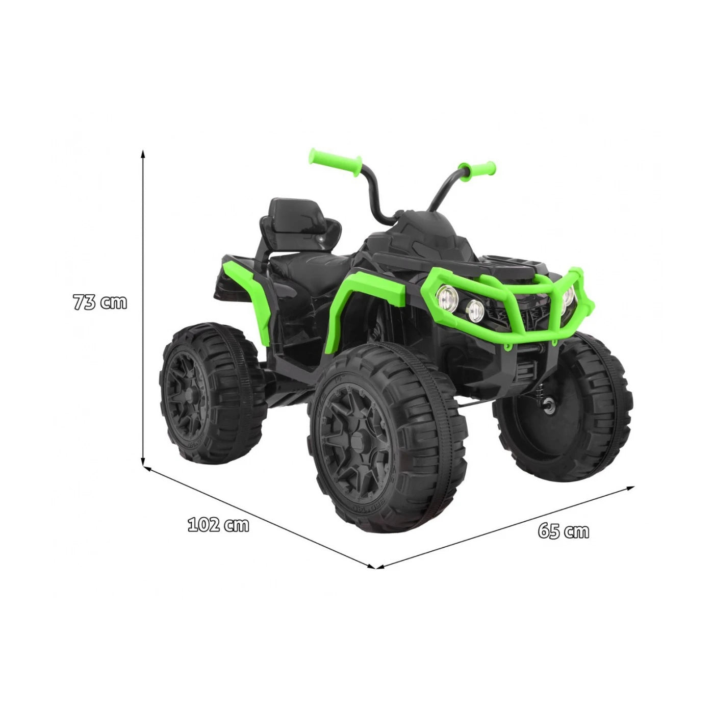 Mota Elétrica para Criança QUAD ATV 12v Preta e Verde c/ RODAS DE BORRACHA & ASSENTO EM PELE