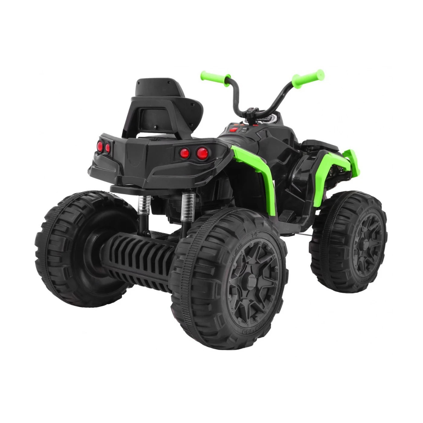 Mota Elétrica para Criança QUAD ATV 12v Preta e Verde c/ RODAS DE BORRACHA & ASSENTO EM PELE
