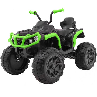Mota Elétrica para Criança QUAD ATV 12v Preta e Verde c/ RODAS DE BORRACHA & ASSENTO EM PELE